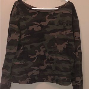 Stitch Fix camo ripped crewneck